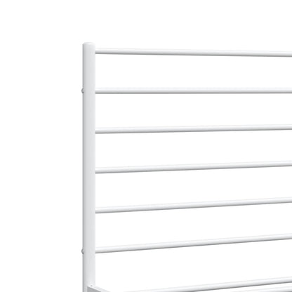 Metal Bed Frame without Mattress with Footboard White 193x203cm