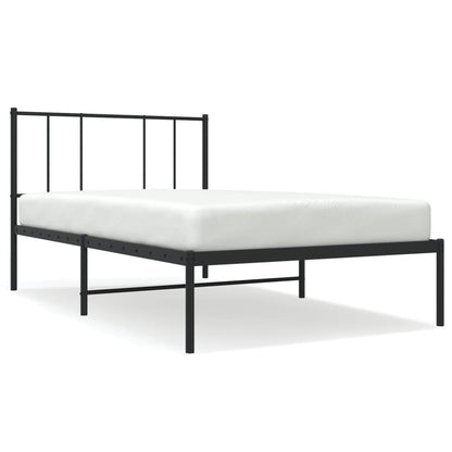 Metal Bed Frame without Mattress with Headboard Black 100x200cm