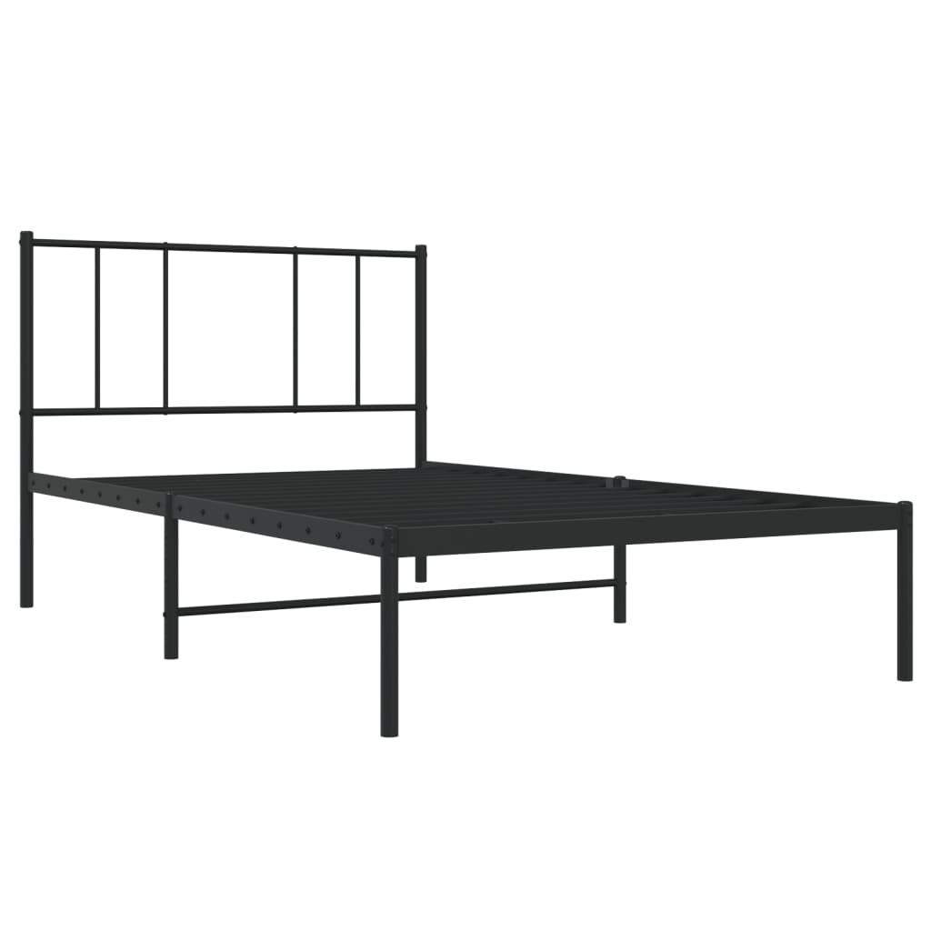 Metal Bed Frame without Mattress with Headboard Black 100x200cm