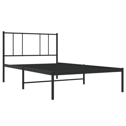 Metal Bed Frame without Mattress with Headboard Black 100x200cm