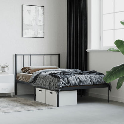 Metal Bed Frame without Mattress with Headboard Black 100x200cm
