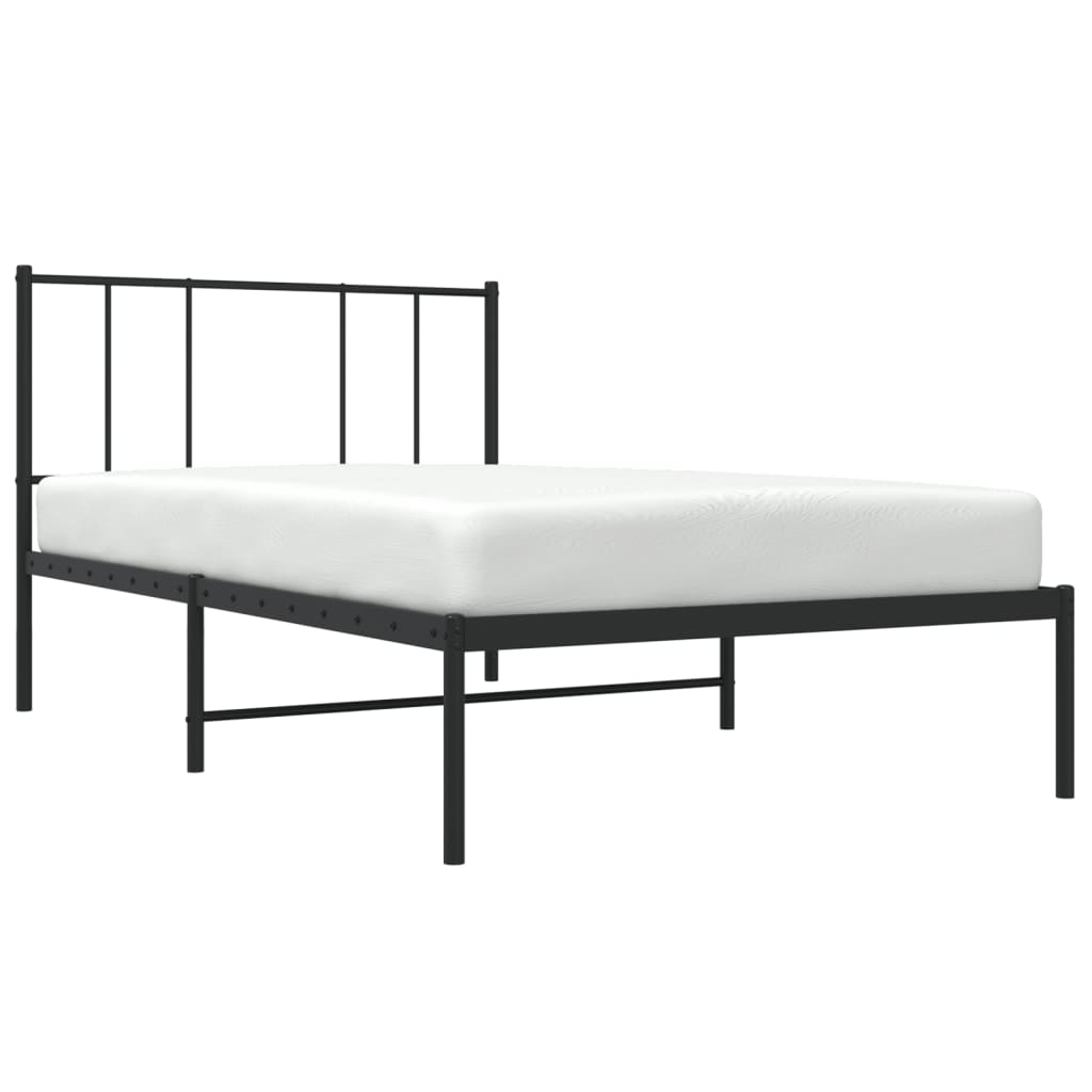 Metal Bed Frame without Mattress with Headboard Black 100x200cm