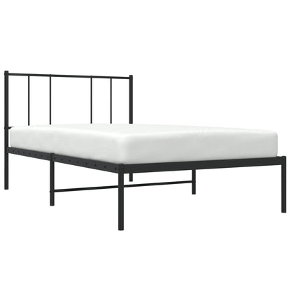 Metal Bed Frame without Mattress with Headboard Black 100x200cm