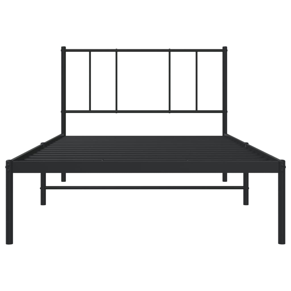 Metal Bed Frame without Mattress with Headboard Black 100x200cm