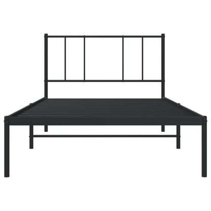 Metal Bed Frame without Mattress with Headboard Black 100x200cm