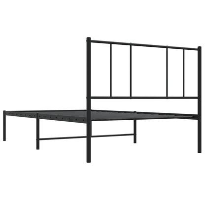 Metal Bed Frame without Mattress with Headboard Black 100x200cm