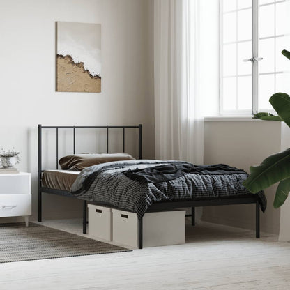 Metal Bed Frame without Mattress with Headboard Black 100x200cm