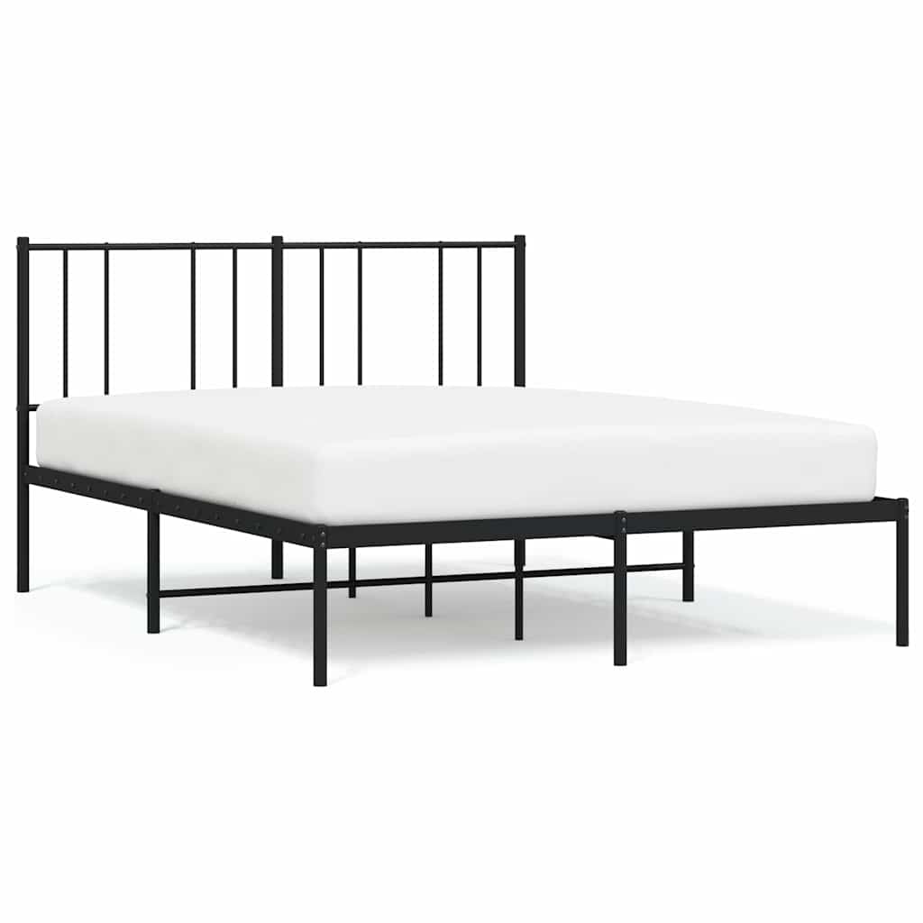 Metal Bed Frame without Mattress with Headboard Black 120x190cm