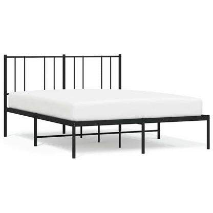 Metal Bed Frame without Mattress with Headboard Black 120x190cm