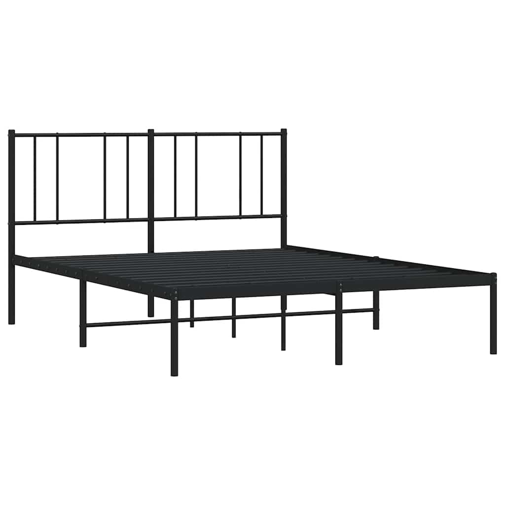 Metal Bed Frame without Mattress with Headboard Black 120x190cm