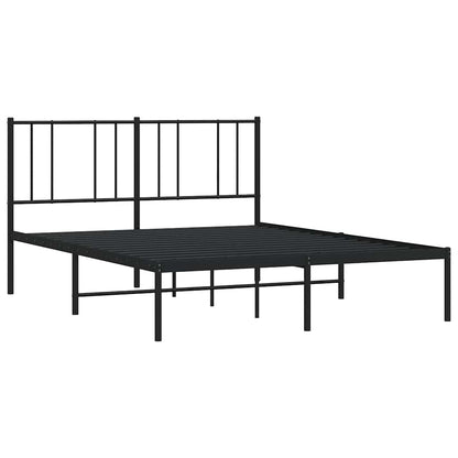 Metal Bed Frame without Mattress with Headboard Black 120x190cm