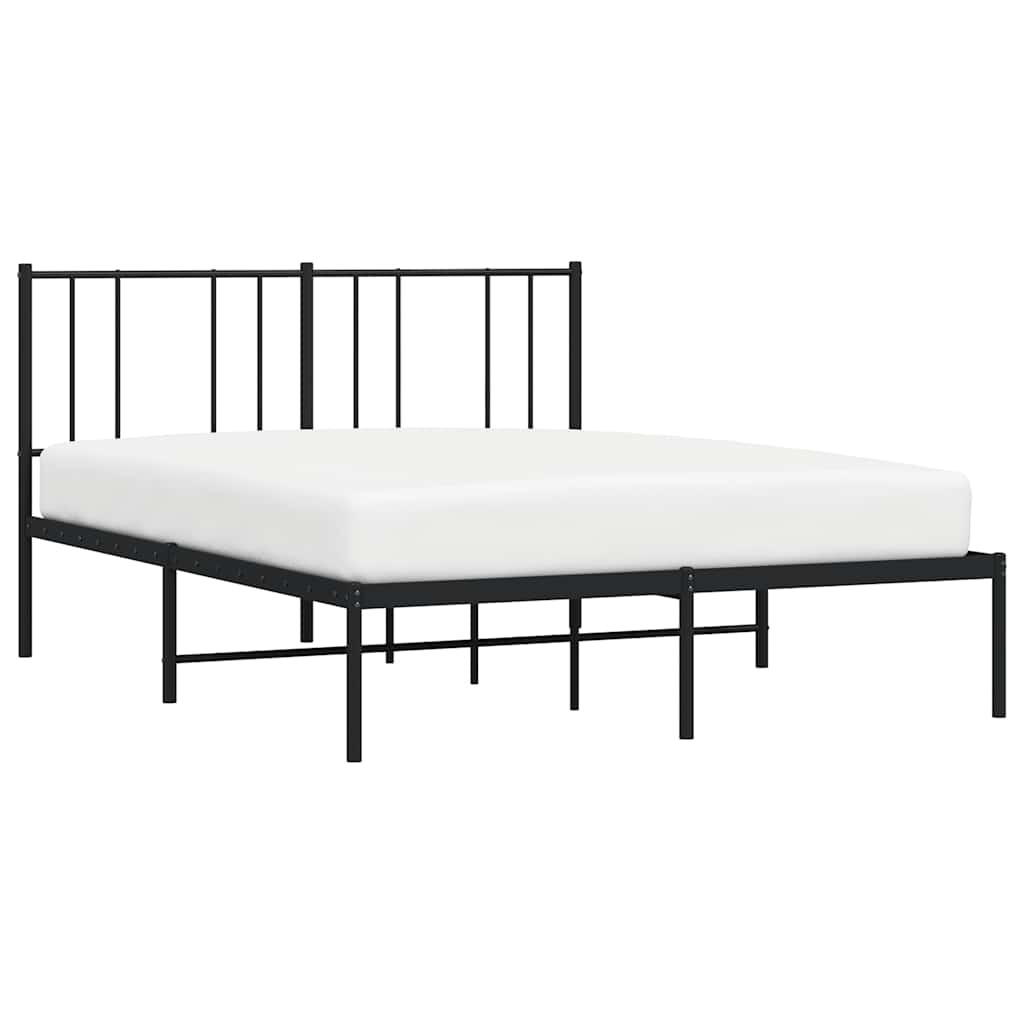 Metal Bed Frame without Mattress with Headboard Black 120x190cm