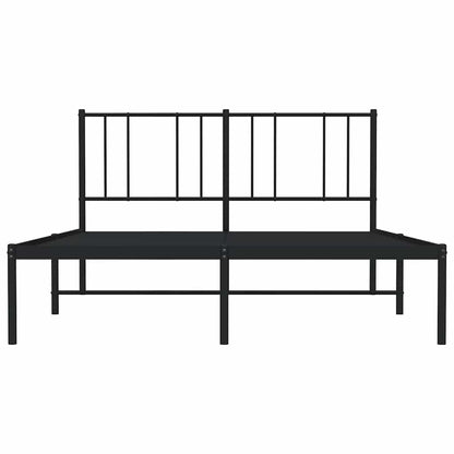 Metal Bed Frame without Mattress with Headboard Black 120x190cm