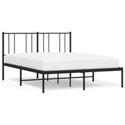 Metal Bed Frame with Headboard Black 135x190 cm Double