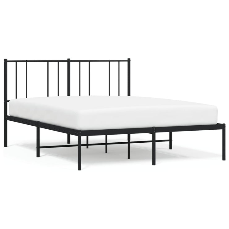 Metal Bed Frame with Headboard Black 135x190 cm Double