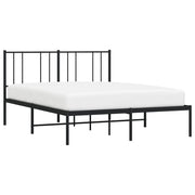 Metal Bed Frame with Headboard Black 135x190 cm Double