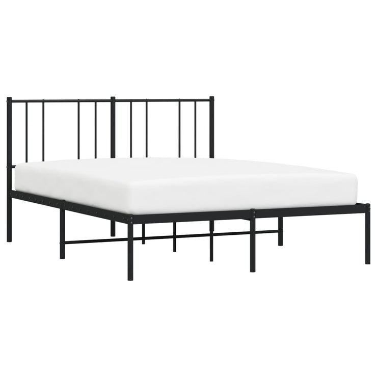 Metal Bed Frame with Headboard Black 135x190 cm Double