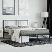 Metal Bed Frame with Headboard Black 135x190 cm Double