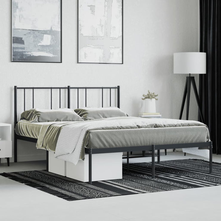 Metal Bed Frame with Headboard Black 135x190 cm Double
