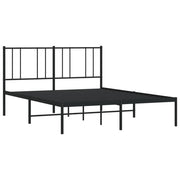 Metal Bed Frame with Headboard Black 135x190 cm Double