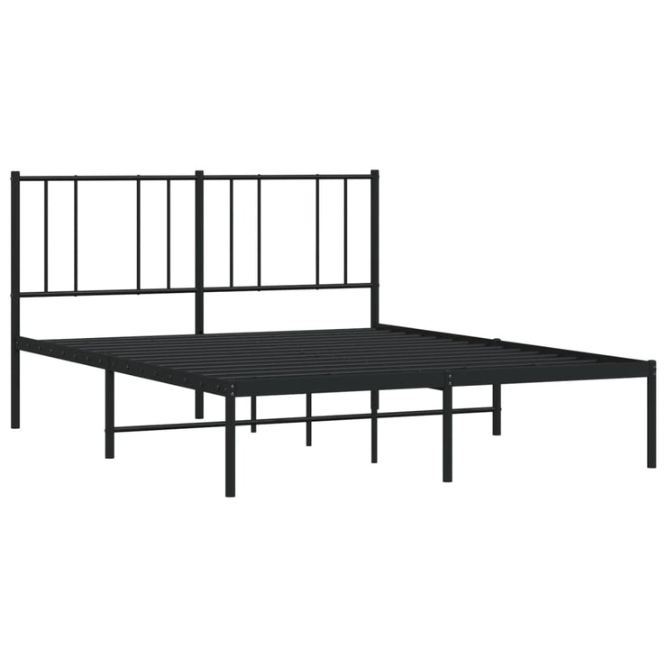 Metal Bed Frame with Headboard Black 135x190 cm Double