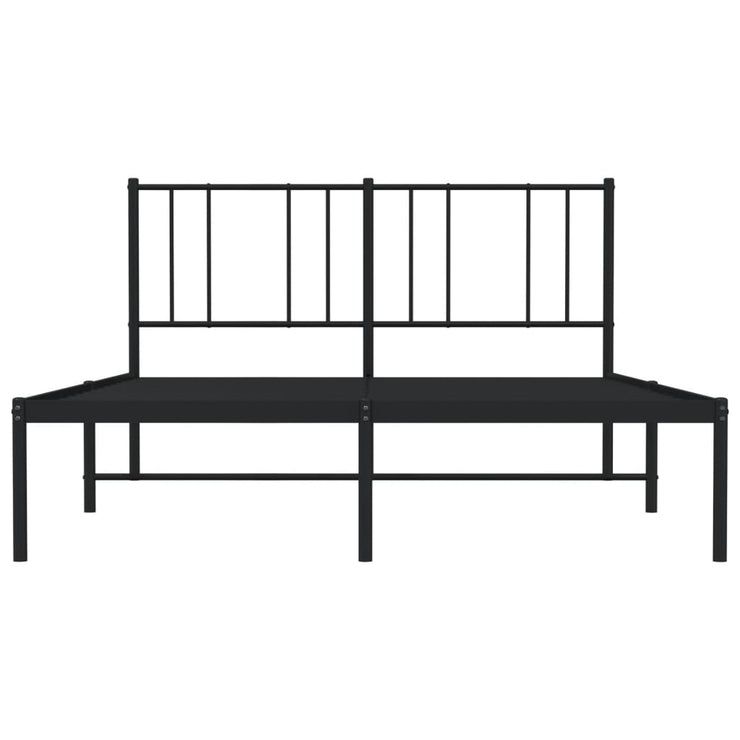 Metal Bed Frame with Headboard Black 135x190 cm Double