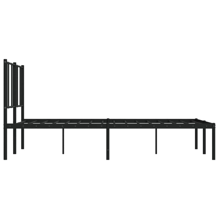 Metal Bed Frame with Headboard Black 135x190 cm Double
