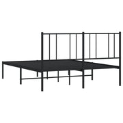 Metal Bed Frame with Headboard Black 135x190 cm Double
