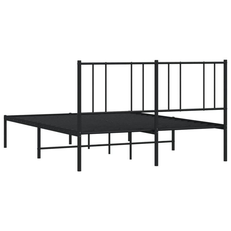 Metal Bed Frame with Headboard Black 135x190 cm Double