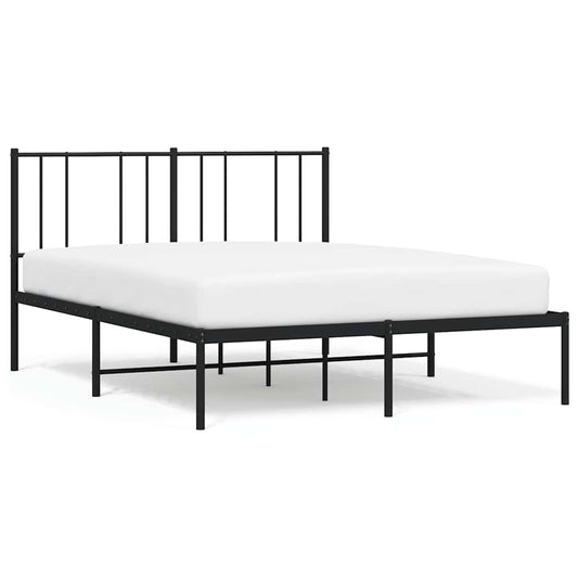 Metal Bed Frame without Mattress with Headboard Black 140x190cm
