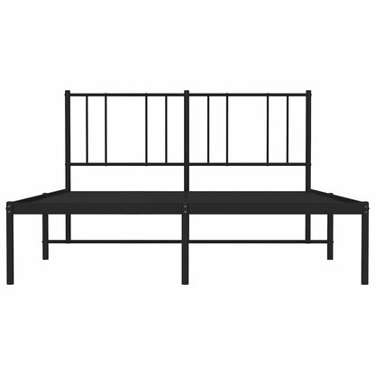 Metal Bed Frame without Mattress with Headboard Black 140x190cm
