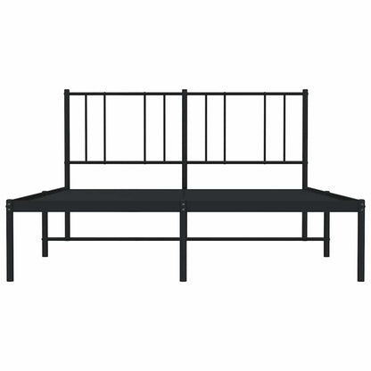 Metal Bed Frame without Mattress with Headboard Black 140x200cm