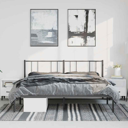 Metal Bed Frame without Mattress with Headboard Black 193x203cm