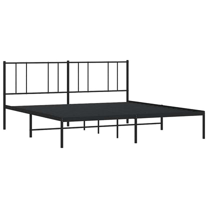 Metal Bed Frame without Mattress with Headboard Black 193x203cm