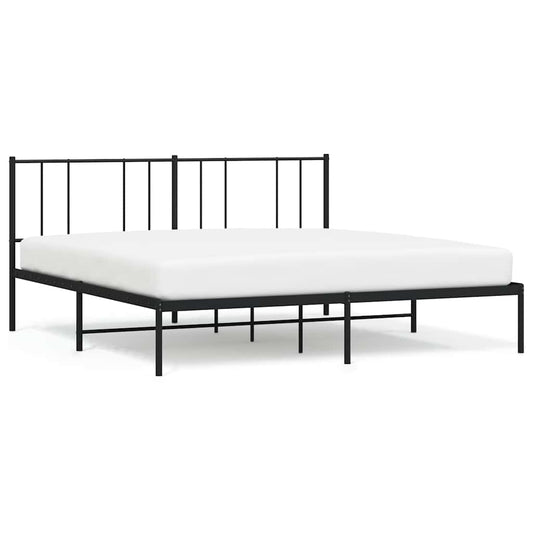 Metal Bed Frame without Mattress with Headboard Black 200x200cm