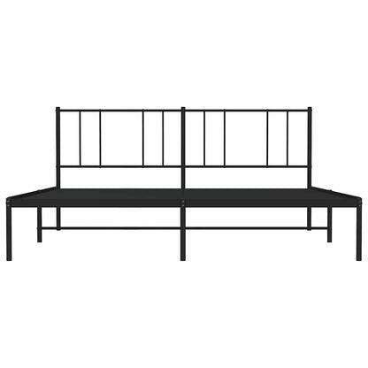 Metal Bed Frame without Mattress with Headboard Black 200x200cm