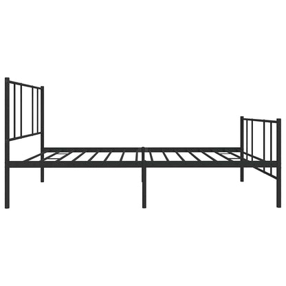 Metal Bed Frame without Mattress with Footboard Black 75x190cm