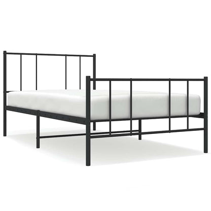 Metal Bed Frame without Mattress with Footboard Black 90x190cm