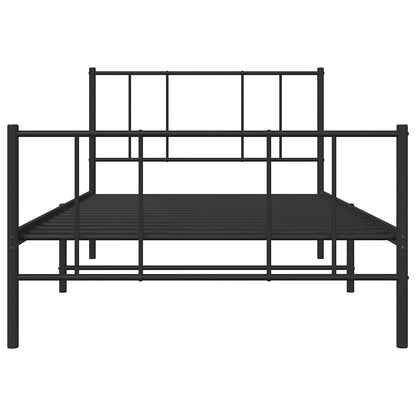 Metal Bed Frame without Mattress with Footboard Black 90x190cm