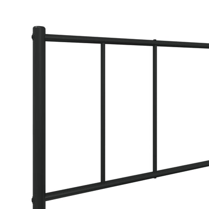 Metal Bed Frame without Mattress with Footboard Black 107x203cm