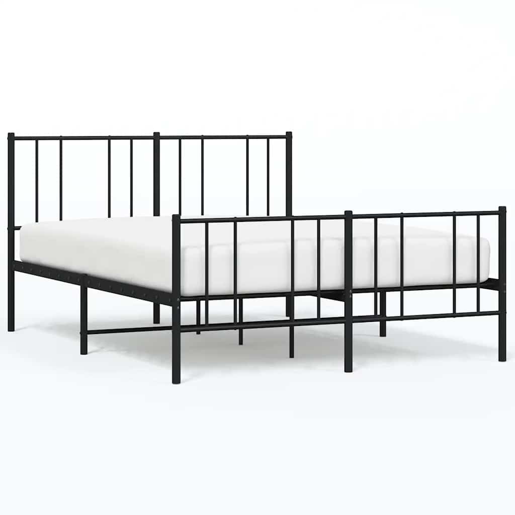 Metal Bed Frame without Mattress with Footboard Black 120x200cm