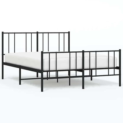 Metal Bed Frame without Mattress with Footboard Black 120x200cm