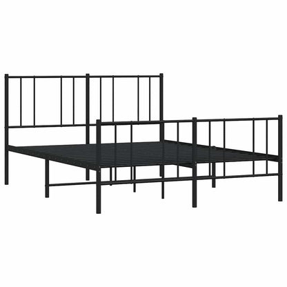 Metal Bed Frame without Mattress with Footboard Black 120x200cm