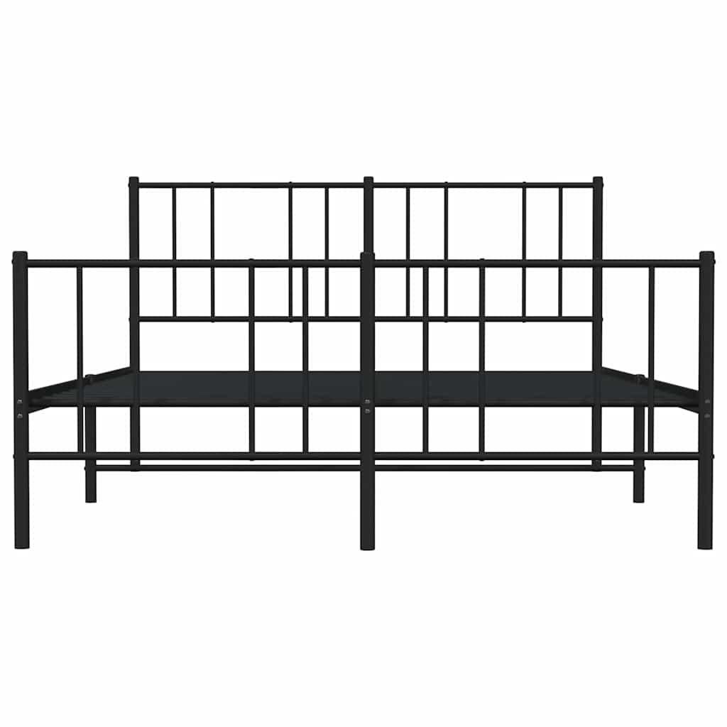 Metal Bed Frame without Mattress with Footboard Black 120x200cm
