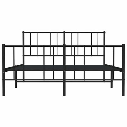 Metal Bed Frame without Mattress with Footboard Black 120x200cm