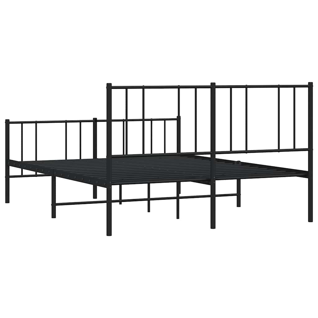 Metal Bed Frame without Mattress with Footboard Black 120x200cm