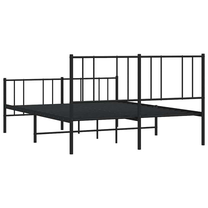 Metal Bed Frame without Mattress with Footboard Black 120x200cm