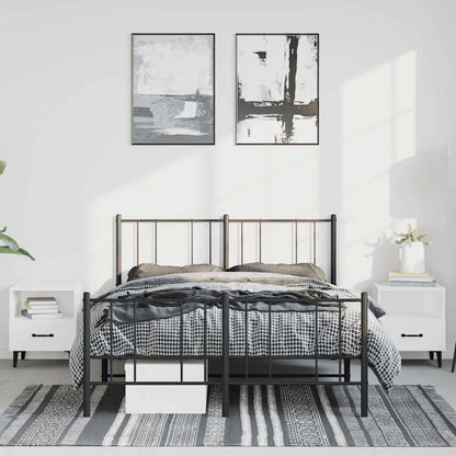 Metal Bed Frame without Mattress with Footboard Black 135x190cm