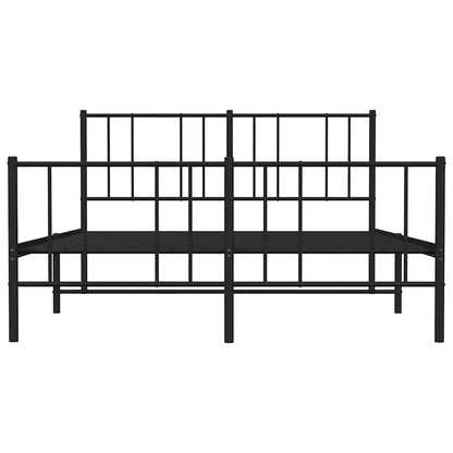 Metal Bed Frame without Mattress with Footboard Black 135x190cm