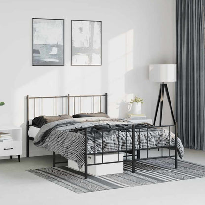 Metal Bed Frame without Mattress with Footboard Black 135x190cm